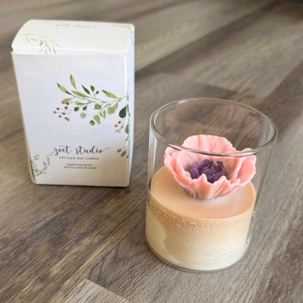 Artisan Soy Candle - Pink and Purple Floral